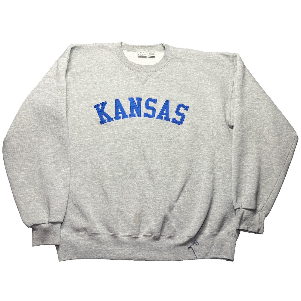 Vintage Kansas Jayhawks Crewneck Sweater XL Gray Sweatshirt MJ Soffe USA Fleece
